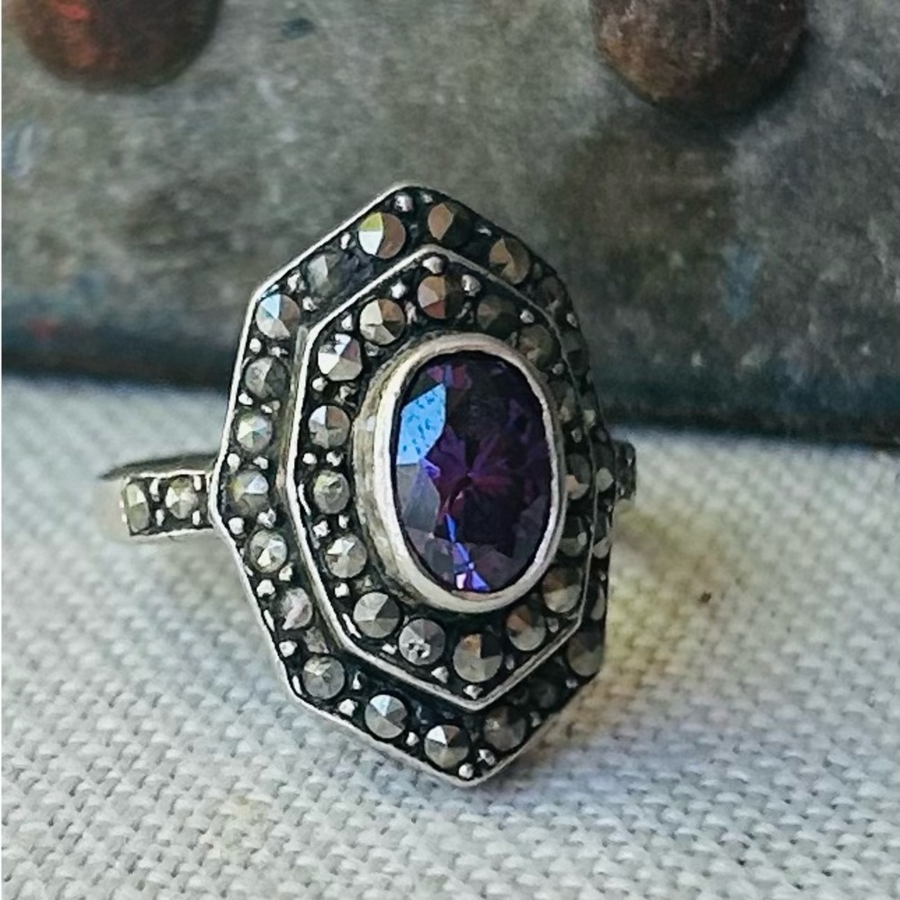 Art Deco Amethyst Sterling Ring - Picture 14 of 14